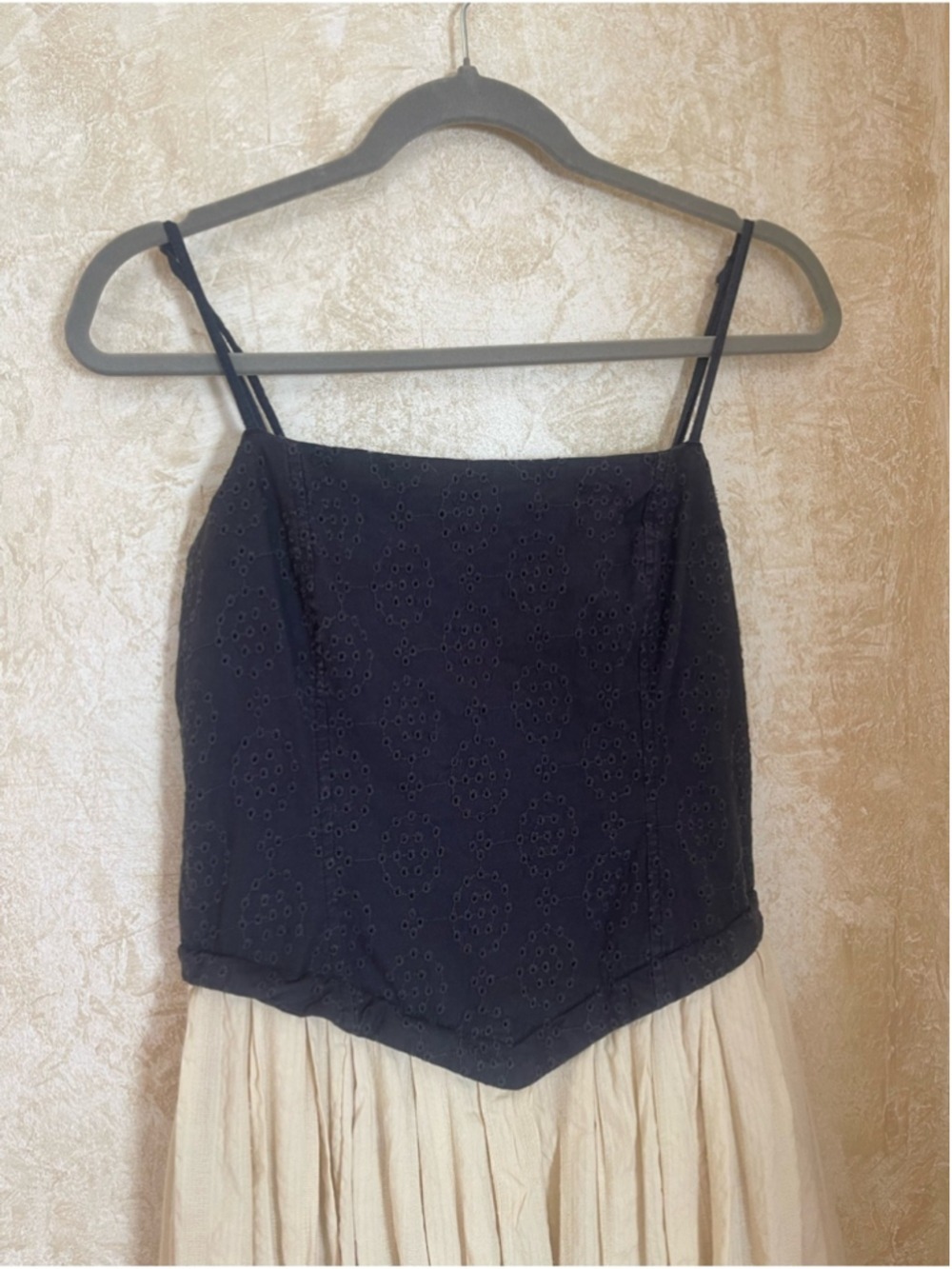 Free People Salvador Midi Dress Sz M Black Cream Embroidered Corset Back Detail - Picture 4 of 16